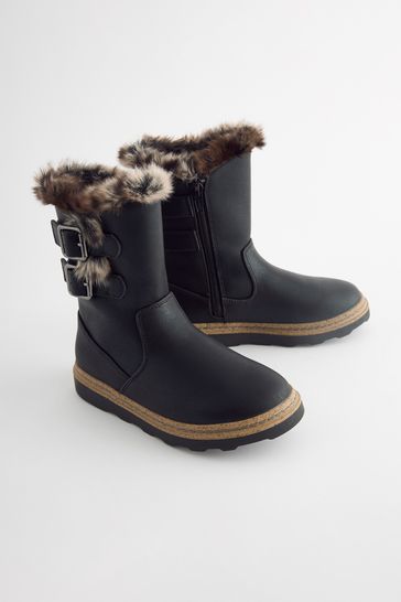 Fur lined wide fit boots top