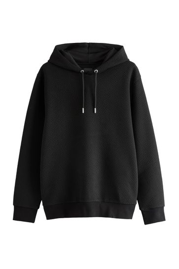 Buy Black Hoodie Premium Textured Overhead Hoodie from Next USA
