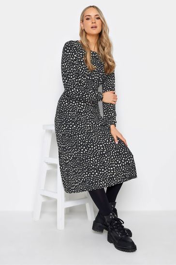 Black polka dot long sleeve deals dress