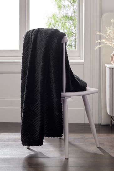 Buy Black Basset Embossed Faux Fur Throw from Next Netherlands