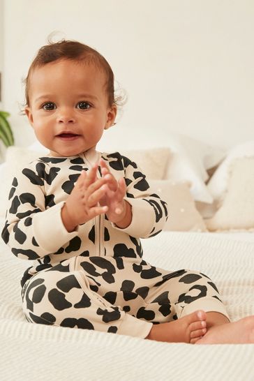 Monochrome Baby Footless Zip Sleepsuits 3 Pack 0mths 3yrs