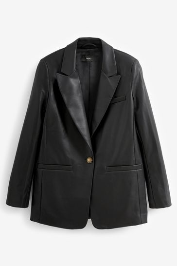 Buy Black Faux Leather Blazer from Next Luxembourg