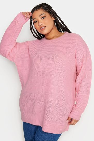 Yours Curve Pink Drop Shoulder Jumper