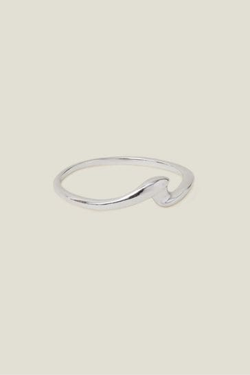 Accessorize Sterling Silver Plated Molten Wave Ring