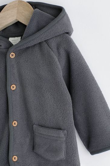 Charcoal Grey Hooded Cosy Fleece Baby Jacket 0mths 2yrs