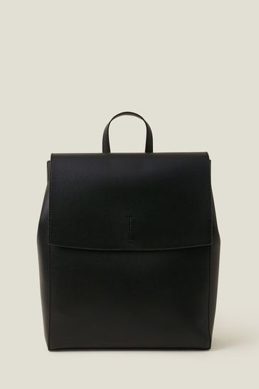 Simple black leather backpack store