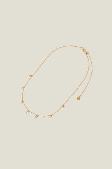 Accessorize 14ct Gold Plated Crystal Station Necklace