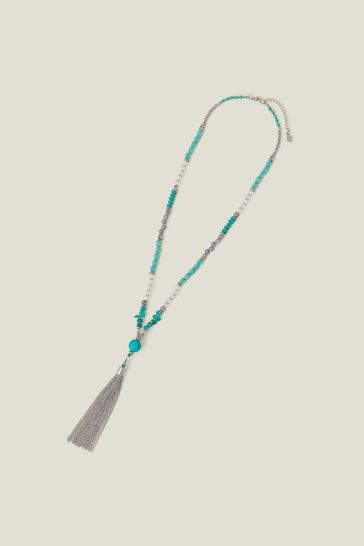 Accessorize Blue Long Tassel Necklace