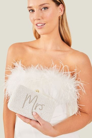 Accessorize Natural Bridal Mrs Hardcase Clutch Bag