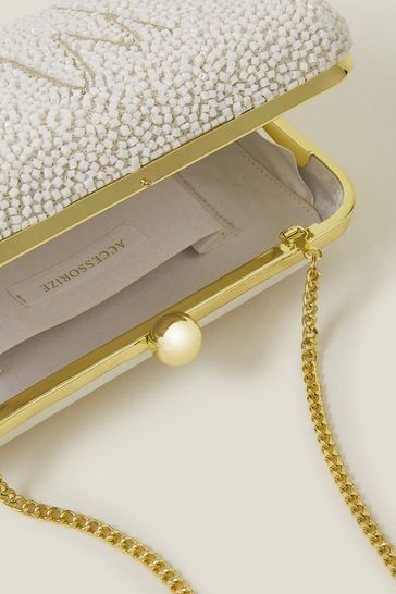 Accessorize Natural Bridal Mrs Hardcase Clutch Bag