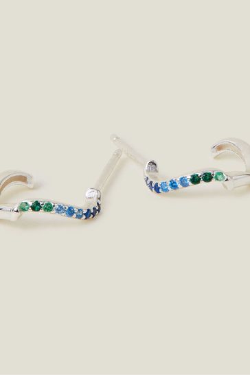 Buy Accessorize Sterling Silver Plated Stone Hoop Earrings from