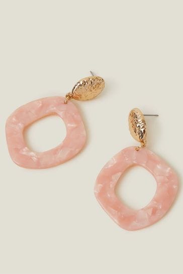 Buy Accessorize Pink Resin Organic Circle Drop Earrings from Next