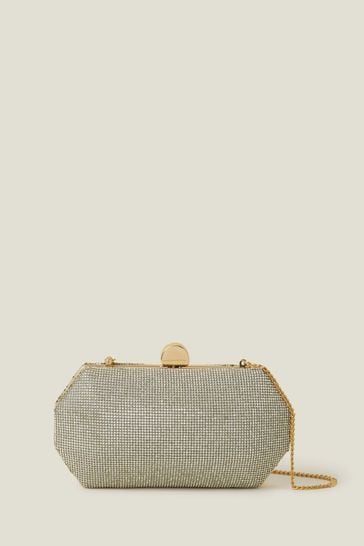 Accessorize Silver Diamanté Hardcase Clutch