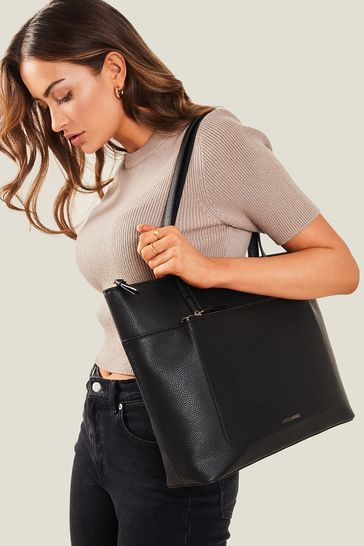 Accessorize Black Front Pocket Tote Bag