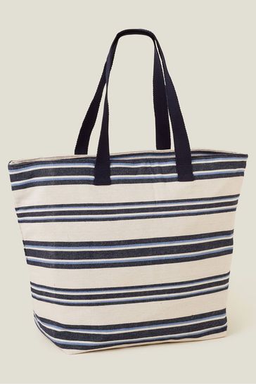 Blue stripe beach bag outlet