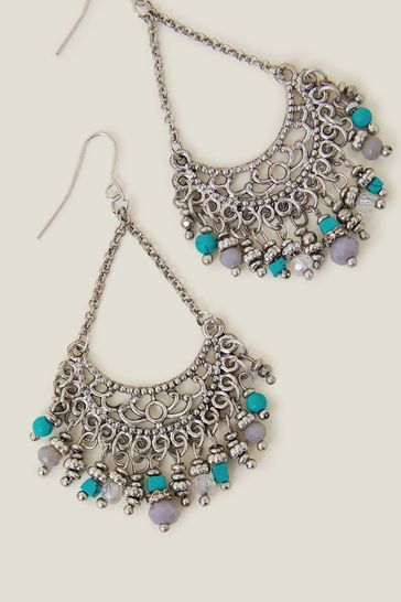 Buy Accessorize Blue Tassel Statement Drop Earrings from Next