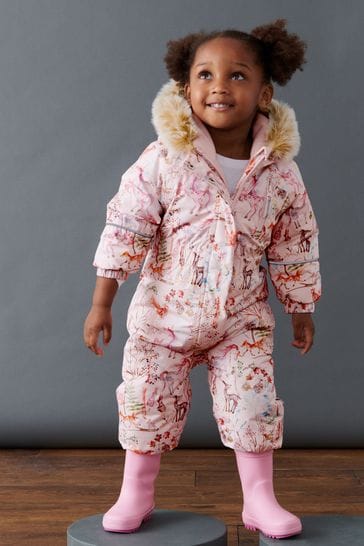 Pink Unicorn Waterproof Printed Snowsuit 3mths 7yrs