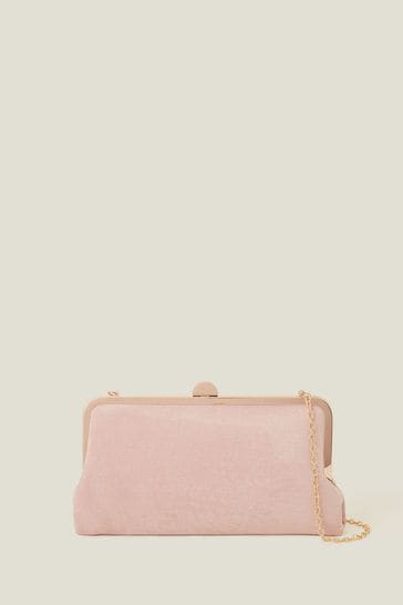 Accessorize Pink Suedette Clip Frame Clutch Bag