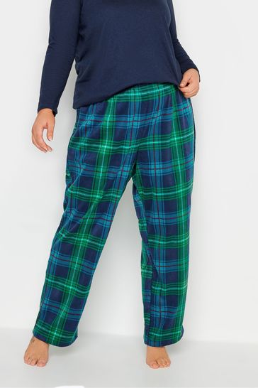 Yours Curve Blue Fleece Pyjama Bottoms