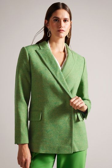 Ted Baker Green Oversized Rachill Double Breasted Blazer Coat