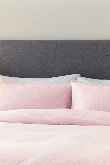 Helena Springfield Pink Brushed Cotton Polka Dot Duvet and Pillowcase Cove Set