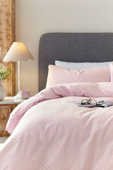 Buy Helena Springfield Pink Brushed Cotton Polka Dot Duvet and