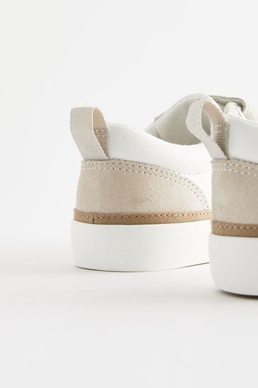 White Wide Fit G Elastic Lace Touch Fastening Chevron Trainers