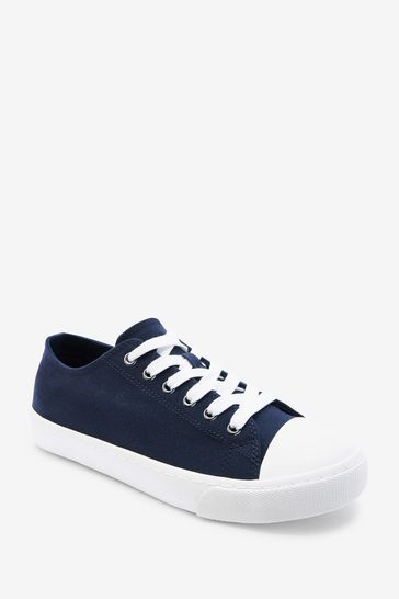 Blue canvas shop trainers