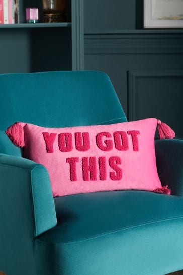 Fushsia Pink 50 x 30cm You Got This Tufted Cushion