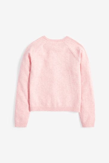 Pink Marl Button-Up Cardigan (3-16yrs)