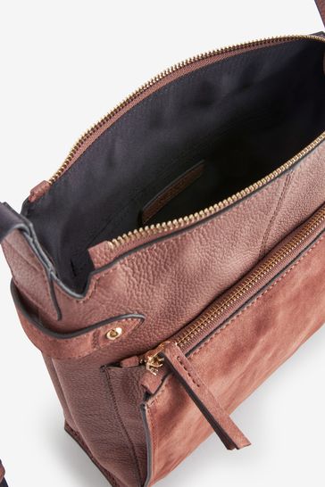 Pink leather top messenger bag