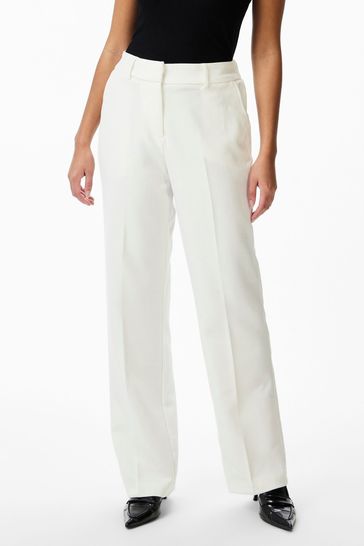 YAS White High Waisted Tailored Trousers