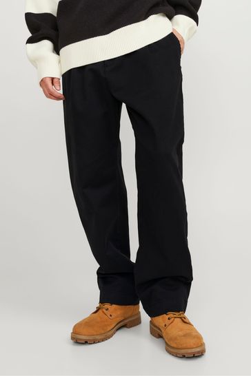 JACK & JONES Black Wide Fit Relaxed Chinos