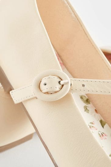 Buy Cream Leather Mary Jane Occasion Shoes from Next Bahrain