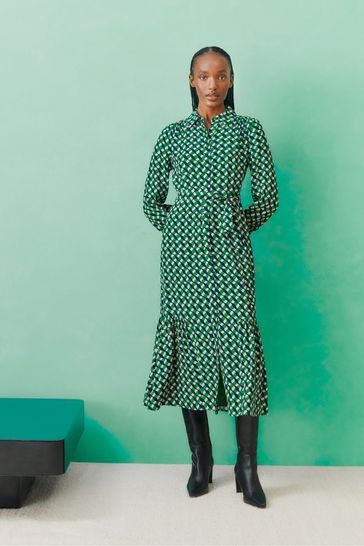 Hobbs green polka dot dress hot sale