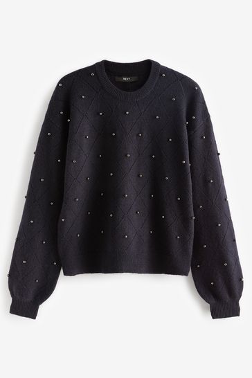 Buy Navy Blue Pearl Embellished Jumper from Next Singapore