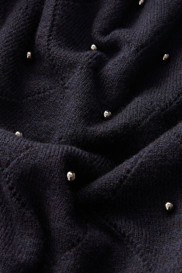 Buy Navy Blue Pearl Embellished Jumper from Next USA