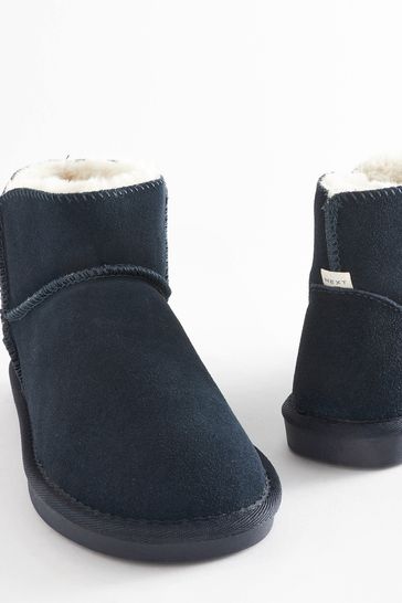 Navy blue fur lined boots hot sale