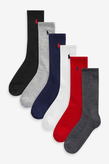 Polo Ralph Lauren Mens Cotton Crew Socks 6 Pack