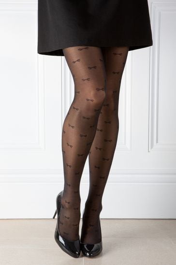 Buy Pour Moi Black Bow Luxe Pattern 20 Denier Tights from Next Turkey