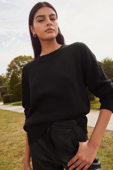 Buy Black Premium 100 Lambswool Crew Neck Jumper from Next Germany