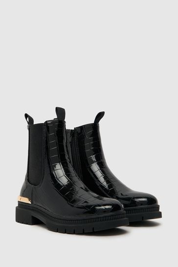 Black croc boots best sale