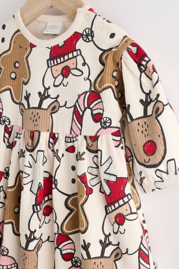 Buy White Red Character Christmas Baby Jersey 100 Cotton Dress With Tights Set 0mths 2yrs from Next Bahrain