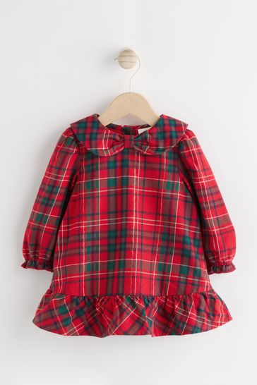 Baby red check dress top