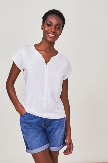 White Stuff White Nelly Notch Neck T-Shirt