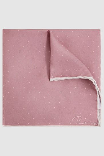 Pañuelo rosa de bolsillo de seda con lunares Liam de Reiss