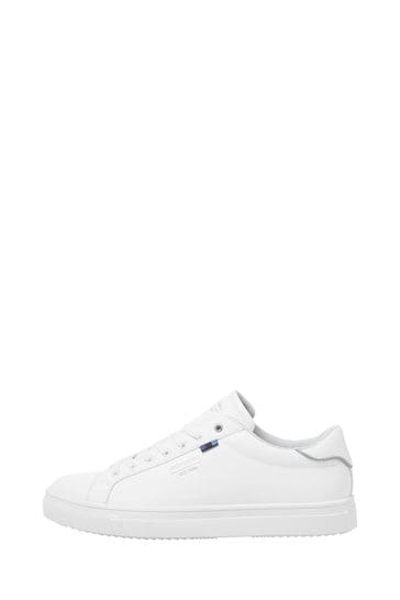 JACK JONES White Leather Smart Trainers