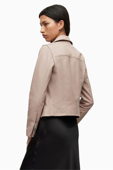 Dalby leather biker top jacket blush pink