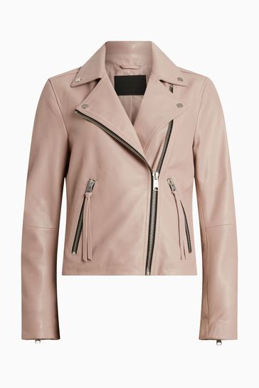 All saints 2025 leather jacket pink