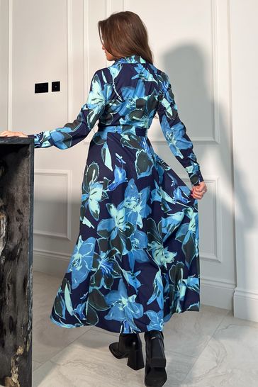Buy Girl In Mind Blue Petite Brielle Shirt Maxi Dress from Next